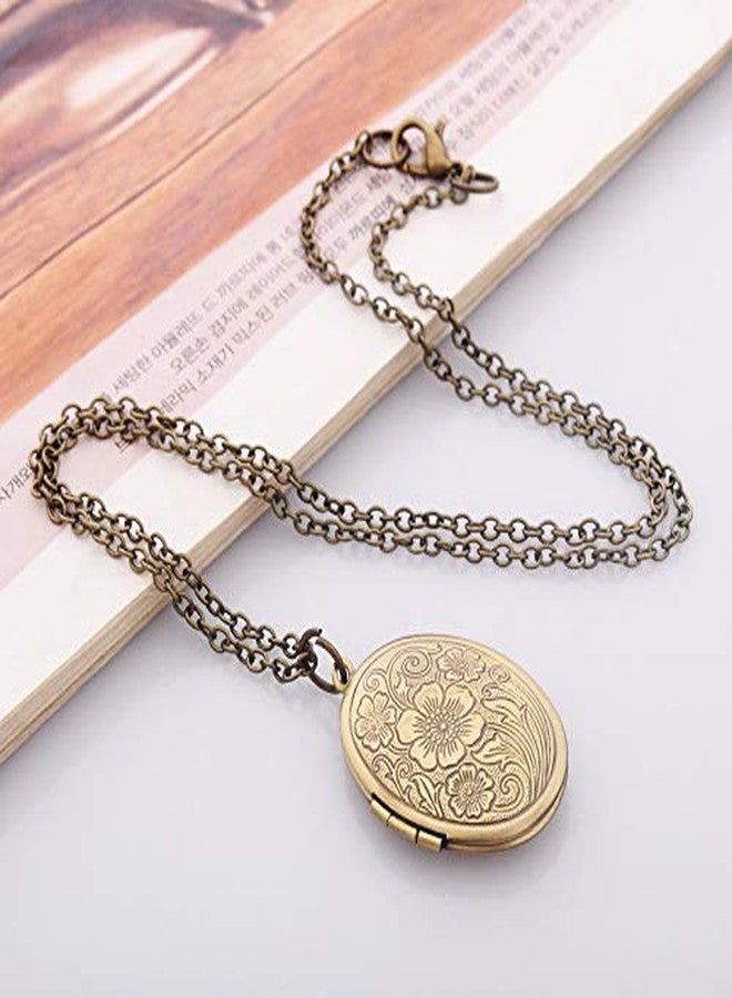 POYAMUSE Retro Flower Locket Pendant Necklace - Vintage Copper Colored Charms Locket Jewelry for Memorial Keepsake DIY Locket Gift-copper - Image 3